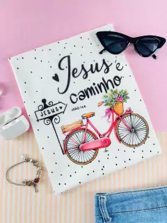 T-shirt ribana canelada Jesus é o caminho