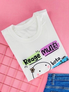 T-shirt ribana canelada Flork: Reage muié! Bota um crop - comprar online