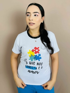 T-SHIRT CANELADA AUTISMO - O QUE NOS CONECTA É O AMOR. - comprar online