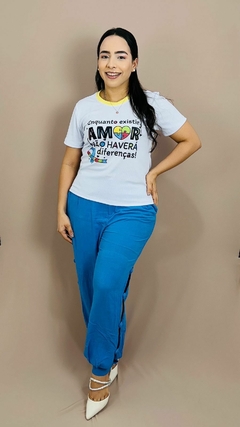 Imagem do T-SHIRT CANELADA AUTISMO - ENQUANTO EXISTIR AMOR,NÃO HAVERÁ DIFERENÇAS!