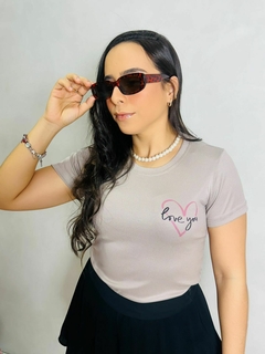 T-SHIRT CANELADA LOVE YOU- NUDE