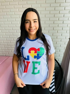 T-SHIRT CANELADA LOVE AMOR AUTISMO - comprar online