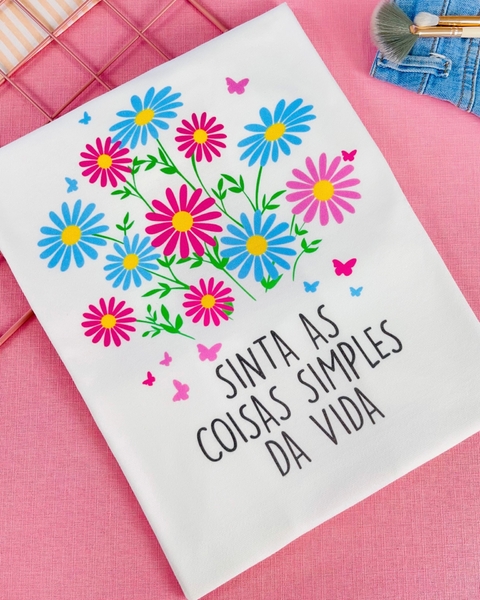 T-shirt ribana canelada Sinta as coisas simples da vida