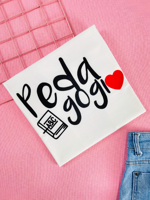 T-shirt ribana canelada Profissões Pedagogia