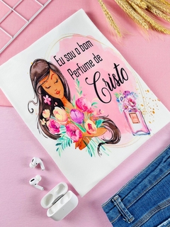 T-shirt ribana canelada Eu sou o bom perfume de Cristo