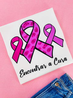 T-shirt ribana canelada Outubro Rosa:Encontrar a Cura