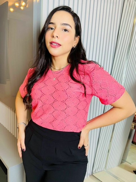 T-SHIRT MALHA LAISE -CORAL