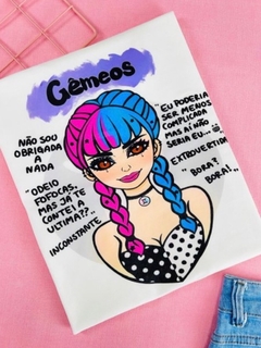 T-shirt ribana canelada Signo Gêmeos