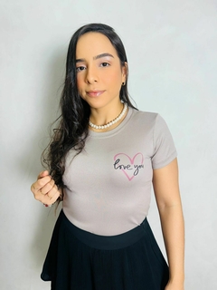 T-SHIRT CANELADA LOVE YOU- NUDE - comprar online