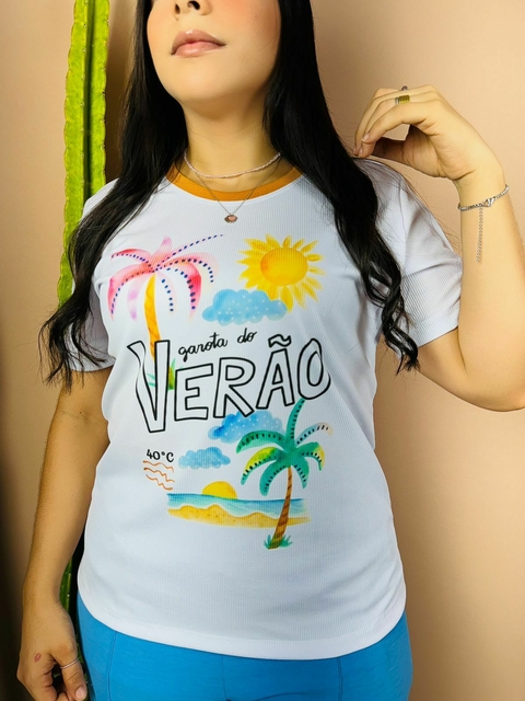 T-SHIRT CANELADA GAROTA DO VERÃO - BRANCA - comprar online