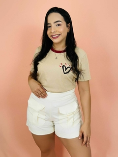 T-SHIRT CANELADA CORAÇÃO MINI - NUDE na internet