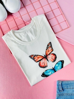 T-shirt ribana canelada Borboletas - comprar online