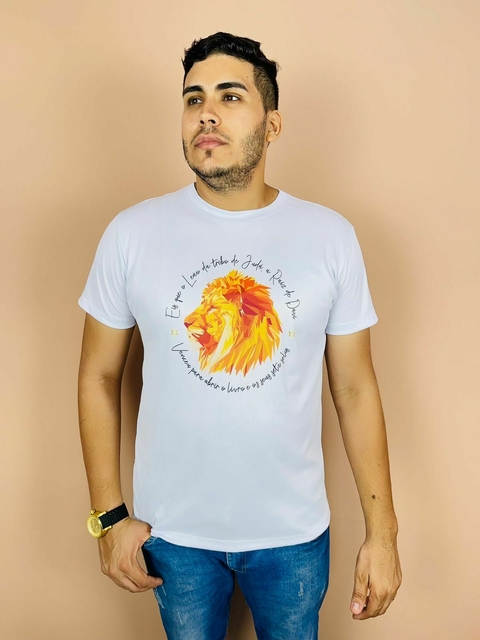 T-shirt Masculina Canelada Leão da tribo de Judá, Raiz de Davi