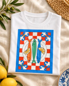T-SHIRT SUEDE - SARDINHAS XADREZ - Fabi T-shirts