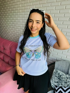 T-SHIRT CANELADA PARA CONHECER O CÉU,É PRECISO TER CORAGEM DE VOAR - Fabi T-shirts