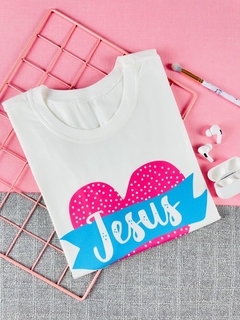 T-shirt ribana canelada Jesus Coração - comprar online
