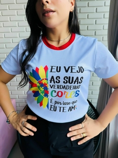 T-SHIRT CANELADA EU VEJO AS SUAS VERDADEIRAS CORES - loja online