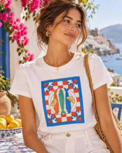 T-SHIRT SUEDE - SARDINHAS XADREZ - comprar online