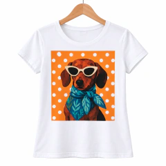 T-SHIRT SUEDE - DOG ÓCULOS PÓA