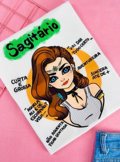T-shirt ribana canelada Signo Sagitário
