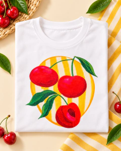 T-SHIRT SUEDE - FRUTA LISTRA CEREJA na internet