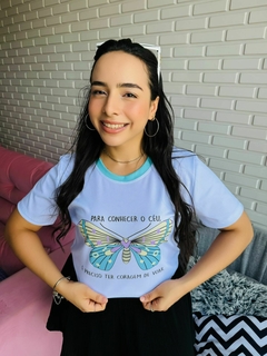 T-SHIRT CANELADA PARA CONHECER O CÉU,É PRECISO TER CORAGEM DE VOAR na internet