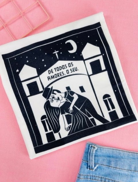 T-shirt ribana canelada De todos os amores, o seu