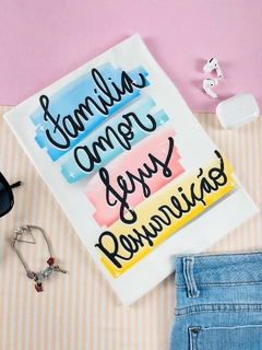 T-shirt ribana canelada Familia, amor