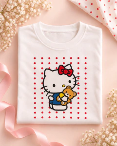 T-SHIRT SUEDE - HELLO KITTY POÁ VERMELHO - comprar online
