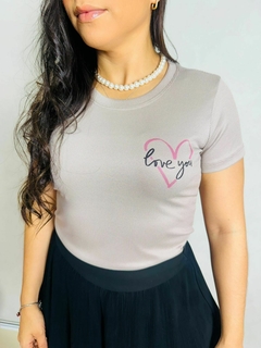 T-SHIRT CANELADA LOVE YOU- NUDE - Fabi T-shirts