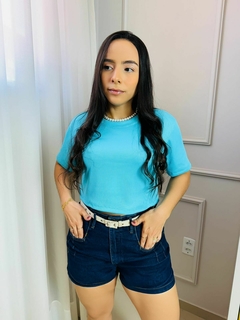 CROPPED CANELADO AZUL PISCINA - comprar online