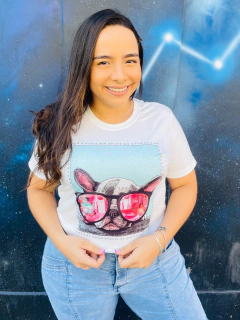 T-shirt ribana canelada Dog óculos