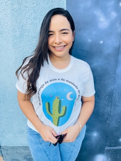 T-shirt ribana canelada Deus me proteja de mim