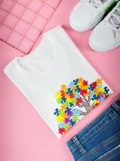 T-shirt ribana canelada Autismo - comprar online