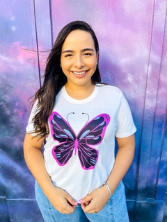 T-shirt ribana canelada Borboleta