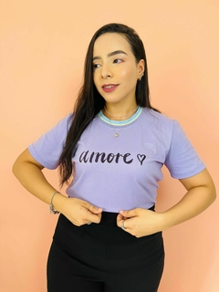 T-SHIRT CANELADA AMORE- LAVANDA - loja online