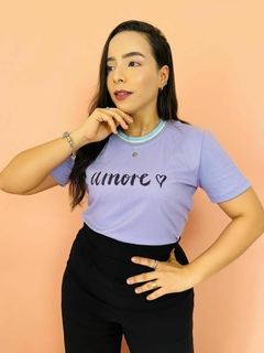 T-SHIRT CANELADA AMORE- LAVANDA - Fabi T-shirts