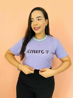 T-SHIRT CANELADA AMORE- LAVANDA na internet