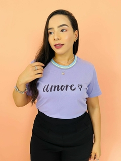 T-SHIRT CANELADA AMORE- LAVANDA - comprar online