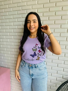 T-SHIRT CANELADA ESCOLHIDA - LAVANDA na internet