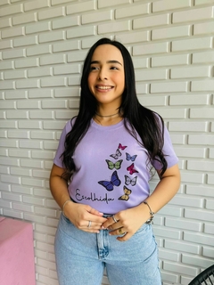 T-SHIRT CANELADA ESCOLHIDA - LAVANDA - comprar online