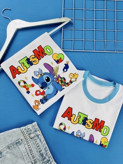 T-SHIRT CANELADA AUTISMO STITCH E TURMA - comprar online