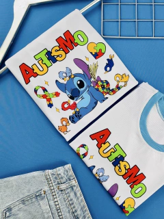 T-SHIRT CANELADA AUTISMO STITCH E TURMA na internet