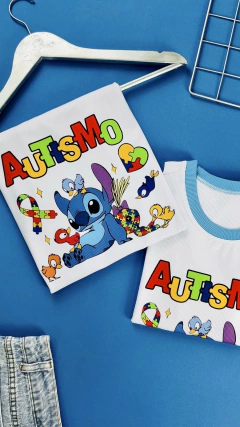 T-SHIRT CANELADA AUTISMO STITCH E TURMA - loja online