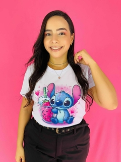 T-SHIRT CANELADA STITCH MILKSHAKE (Mãe e filho) - Fabi T-shirts