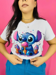 T-SHIRT CANELADA STITCH SORVETE (Mãe e filho) - Fabi T-shirts