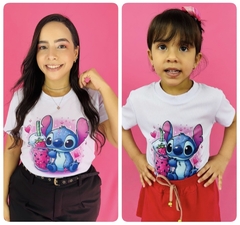 T-SHIRT CANELADA STITCH SORVETE (Mãe e filho) - comprar online