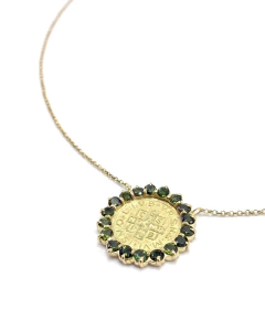 Colar medalha de São Bento com turmalina verde - comprar online