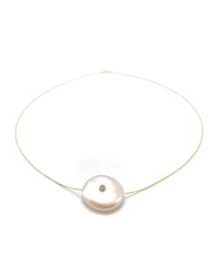 Colar pérola barroca com diamante - comprar online