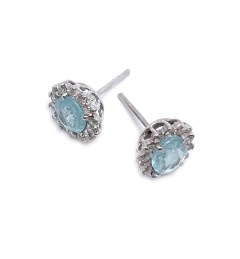 Brinco oval turmalina Paraíba e diamantes - La Chica de Oro